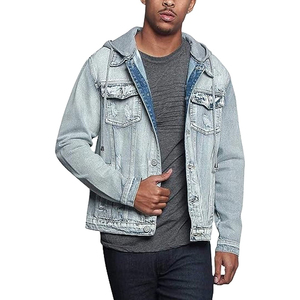 Veste en jean pour hommes de haute qualité 100% toile de coton Style décontracté avec col rabattu et veste mince de couleur unie avec poche - Product Image 1