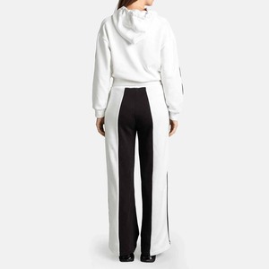 Ensemble de survêtement d'hiver respirant en V lourd 100% coton pour femmes personnalisées avec blocs de couleurs imprimés fermeture à col rond avant sportif - Product Image 2