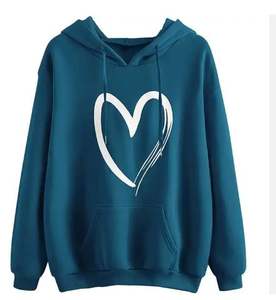 Men's Heavyweight 100% Cotton Printed Pullover <b>Hoodies</b> & Sweatshirts Unisex Heart Printing Pullover Hoodie For Men - Product Image 1