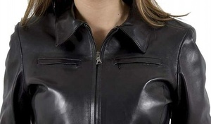Veste en cuir de peau de mouton véritable pour femmes chaudes 100% respirant noir doux produit en cuir véritable - Product Image 3