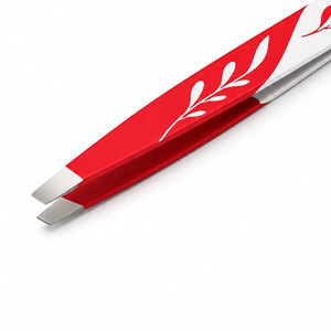 Pince à épiler moderne à pointe fine en acier inoxydable durable, motif feuille rouge et blanche - Product Image 4