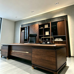 Warm Brown Ash Wood Rectangular Executive Desk with Rounded Edges Robust Joinery 1-Year Warranty - Product Image 1