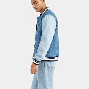 Blouson aviateur en cuir de luxe personnalisé lourd chenille brodé toile support avant imperméable coupe-vent boutonné matelassé - Product Image 4