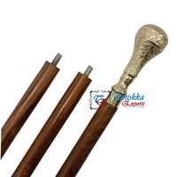 Canne de marche vintage en laiton poli et bois, style nautique antique, faite à la main, durable, 39 pouces, avec poignée décorative en bois brun, pour personnes âgées
