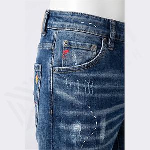 New Style <b>Men</b> Coated Slim Fit <b>High</b> <b>Waisted</b> Distressed Denim <b>Jeans</b> Wholesale Customized Color Custom Design Trousers Customized - Product Image 5