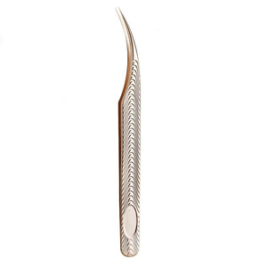 Pince à cils en acier inoxydable personnalisée avec logo imprimé, antistatique, pointe en fibre, nano-grip, pour extensions de cils - Product Image 6