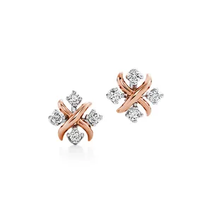 Luxury Classic Design Handmade Certified Moissanite Diamond Solid 925 <b>Sterling</b> <b>Silver</b> Rose Gold Plated Stud <b>Earrings</b> for <b>Women</b> - Product Image 2