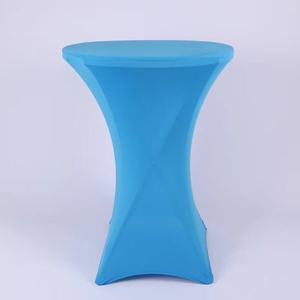 Nappe bleue personnalisée extensible en or pour mariages, banquets, fêtes à la maison et en plein air-Technique tricotée en Spandex réutilisable - Product Image 2