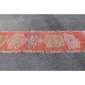 พรมวิ่งสไตล์ตุรกี ขนาด 3x11.1 ฟุต (90x337 ซม.) สีแดงเฮอร์กี พรมเปอร์เซียโบราณ - Product Image 3