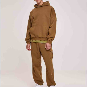 Streetwear surdimensionné pour hommes survêtement en coton à épaules tombantes 100% tissu polaire solide ensemble de pantalons de survêtement à capuche vêtements imprimés - Product Image 2