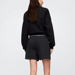 Conjuntos de mujer de alta calidad, Material de algodón 100%, ropa de calle ligera de secado rápido, conjunto de 2 piezas, sudadera con logotipo personalizado para mujer, pantalones cortos - Product Image 5