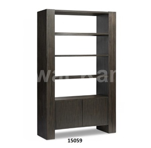 Bronze Stainless Steel & Solid Wood 6 Tempered <b>Glass</b> Open <b>Bookshelf</b> With 4 Door Cabinet for Home Living Room Office & Library - Product Image 5