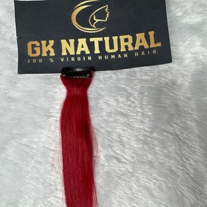 Cheveux Humains Naturels Colorés Clip-In Texture Ondulée Queens Rouge Stries Produit de Cheveux Humains Extensions de Cheveux Indiens - Product Image 2