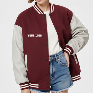 Veste universitaire personnalisée avec logo brodé, prix de gros abordable, en coton épais rembourré avec manches en cuir, style baseball - Product Image 1