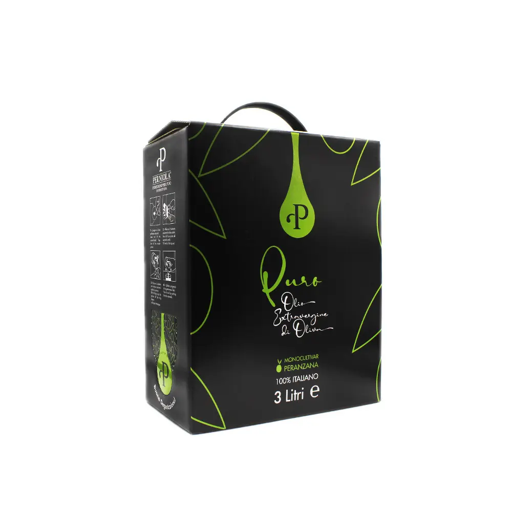 Monocultivar Peranzana Apulian Qualidade Premium Azeite Virgem Extra Cold Pressed Fruit Oil 3 L Bag-in-box Embalagem 100 Pureza