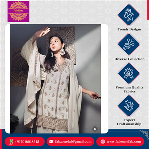 Fully Stitched Pure Faux Georgette With Heavy Embroidery 5mm Sequence Work <b>Top</b> Sharara and Dupatta Set for <b>Wedding</b> Wear - Product Image 4