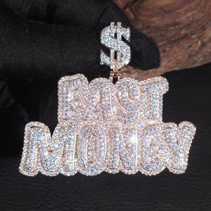 Colgante Unisex de Plata de Ley 925 con Letra Personalizada, Diseño Geométrico, Alto Brillo, con Diamantes Moissanite VVS, para Fiestas - Product Image 1