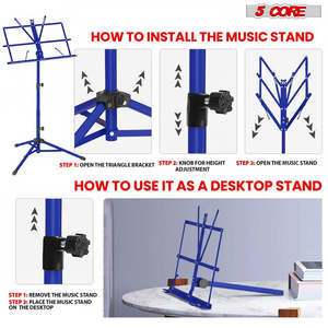 Soporte de Música Ajustable de 5 Niveles, 57 Pulgadas, Soporte de Escritorio para Partituras, Soporte de Libros Portátil Totalmente Metálico - Product Image 6