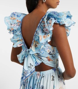 เดรสผ้าฝ้ายพิมพ์ลายดอกไม้สไตล์อินเดียทำด้วยมือชุดปาร์ตี้ยาวมีสไตล์สำหรับผู้หญิงของขวัญเจ้าสาวเอวธรรมชาติ - Product Image 5