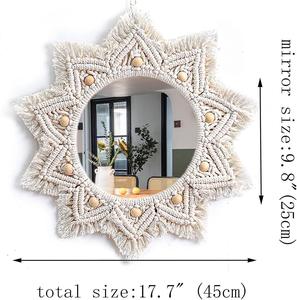 Diseño de hojas hecho a mano en India, mayorista, exportador, diseñador, macramé, espejo decorativo de pared hecho a mano para decoración del hogar - Product Image 2