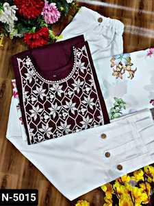 Indian Traditional Wear Fancy Rubi Cotton Material Fancy Kurtis Pent Set with Crepe Fabric Digital Printed Dupatta for Women - Product Image 3