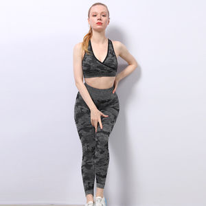 Ensemble 2 pièces Tenues pour femmes Camo Sportswear Gym Yoga Set Fitness Leggings Camouflage Workout Yoga Outfits Long Sleeve Tracksuits - Product Image 4