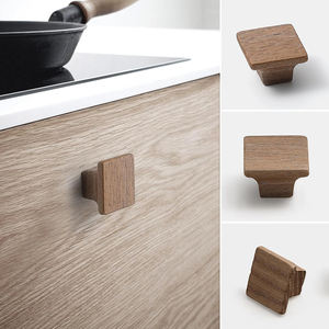 Lot de 12 (carrés) poignées de porte d'armoire de style chinois minimaliste et haut de gamme poignées de tiroir d'armoire bouton en bois de garde-robe à trou unique - Product Image 6