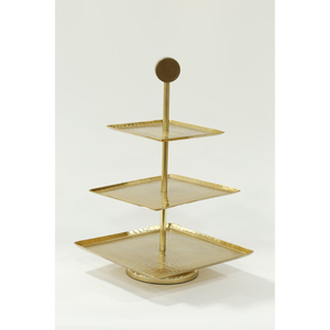 Elegant Round Decorative Serving Platter Wholesale 2 Tier Brass Finish Metal Cake <b>Stand</b> With Handle For Dessert & <b>Cupcakes</b> - Product Image 2