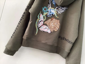 Sudadera con capucha corta de tela suave de moda de otoño personalizada al por mayor impresión digital con color personalizado de manga larga - Product Image 5