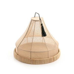 Decoración de Ramadán, Cubierta de Lino en Forma de Cono con Bandeja Redonda de Ratán, Cubierta de Alimentos de Fibra, Hecho a Mano en Vietnam - Product Image 6