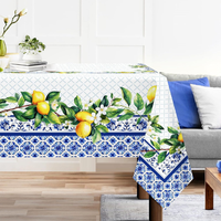 Nappe en coton tissé de qualité supérieure |   Brodé à la main |   Bordure à pompons de forme carrée |   Imperméable et écologique |   Taille personnalisable