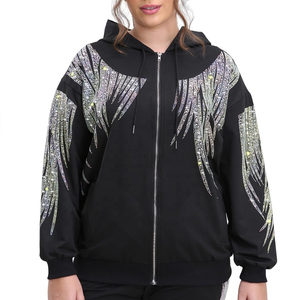 Custom Rhinestones <b>Skeleton</b> Hoodies Women's Zip up Oversized Hoodies Sweatshirts Custom Logo Streetwear Hoodies - Product Image 4