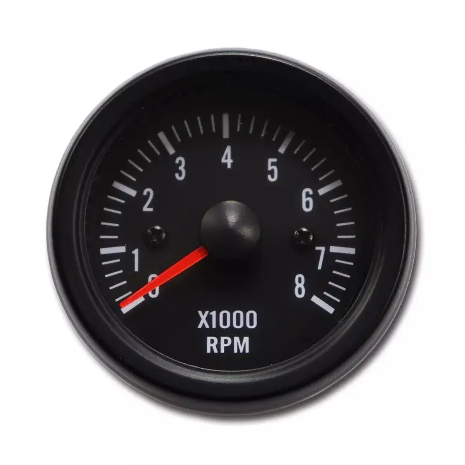 52Mm Listrik Wajah Hitam 0 ~ 8000 RPM Tachometer untuk Auto