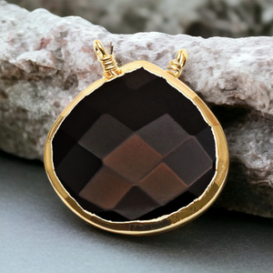 12mm negro ónix corazón piedra preciosa bisel ajuste 925 plata esterlina DIY conector collar oro fino colgantes religioso suministro a granel - Product Image 1