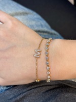 Bracelet personnalisé avec initiale en diamant de laboratoire, design nœud, serti clos en or 18 carats, certifié IGI, bijoux alphabet personnalisés OEM ODM