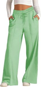 High Quality <b>Women's</b> Streetwear Winter Flare Trousers Solid Color <b>Fleece</b> Warm Cotton Sweatpants Flat Front Drawstring Closure - Product Image 3