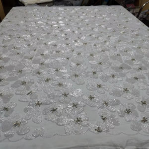 Tela de Lentejuelas y Cuentas, Vestido de Lujo con Bordado, Encaje Bordado, Tela de Tul, Fiesta Nigeriana, Se Aceptan Diseños Personalizados, Decorado con Cuentas - Product Image 1