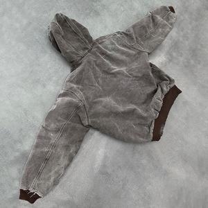 Veste en coton épais à imprimé vintage personnalisé, lavage à l'acide, fermeture éclair, sweat à capuche lourd pour hommes - Product Image 3