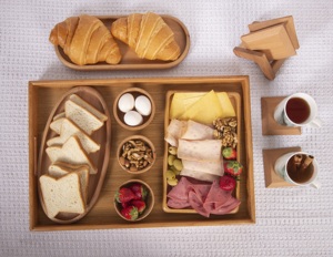 Extra Large 53x35cm Rectangular Beech Wood Serving <b>Tray</b> Premium Natural Solid Wooden <b>Butler</b> <b>Tray</b> Eco-Friendly Kitchen Organizer - Product Image 4