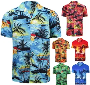 定制休闲假日夏季夏威夷衬衫纽扣印花阿罗哈衬衫