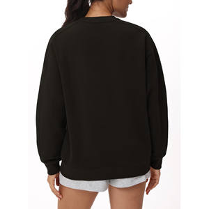 Sudadera de mujer con hombros caídos y cuello redondo de algodón 100% de peso pesado de alta calidad, diseño de impresión personalizado, sudaderas con capucha lisas informales para mujer - Product Image 6