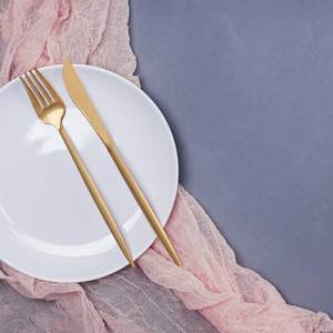 Juego de cubiertos Premium 2025 de acero inoxidable con espejo chapado en oro, peso ligero, ecológico para Resort 7, Decoración de mesa de boda - Product Image 5