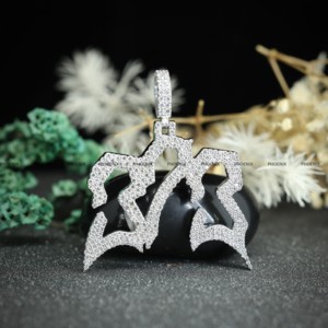 Colgante de Moissanita con Número de Diseño, Plata de Ley 925, Joyería Hip Hop, Joyería de 3 Letras, Joyería con Iniciales Personalizadas para Hombres y Mujeres - Product Image 4