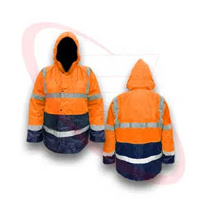 高能见度安全夹克，100% 聚酯纤维，防风透气织物安全飞行员夹克，用于安全服装