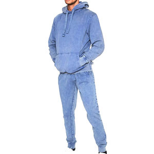 Chándales de lavado ácido de la mejor calidad, chándales acampanados con estampado de hojaldre, chándales de Hip Hop elegantes de lavado Vintage para hombres - Product Image 1