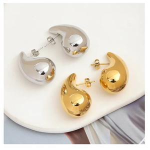 High Quality 18K PVD Gold Plated Stainless Steel <b>Hoop</b> <b>Earring</b> Lightweight Waterproof Ball Hollow <b>Fashionable</b> Stud <b>Earrings</b> - Product Image 2