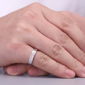 Jeulia Vintage Round Cut Sterling <b>Silver</b> Men's Wedding Band with Natural Zircon - Product Image 3