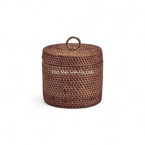 Caja de pañuelos decorativa de ratán bohemio con diseño tejido natural para uso doméstico y hotelero, procedente de Vietnam. - Product Image 3