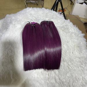 Extensions de cheveux vierges vietnamiennes Remy, lisses, couleur violet, mèches doubles, cheveux humains, cheveux bruts - Product Image 2