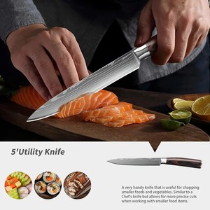 Venta al por mayor personalizado de alta calidad hecho a mano de acero de Damasco OEM ODM servicio profesional estilo japonés Chef cuchillo Set 8 pulgadas - Product Image 2